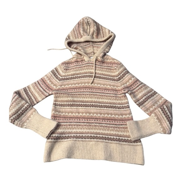 Evereve Fair Isle Hooded Sweater Acrylic Nylon Spandex Sz XS - Picture 2 of 4